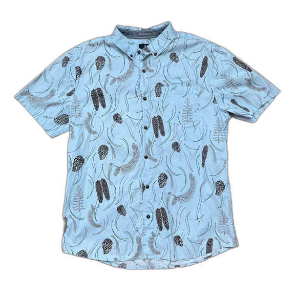 ROARK REVIVAL Blue Pinecone Graphic Button Up Shirt Top Mens Size Medium - Picture 3 of 9